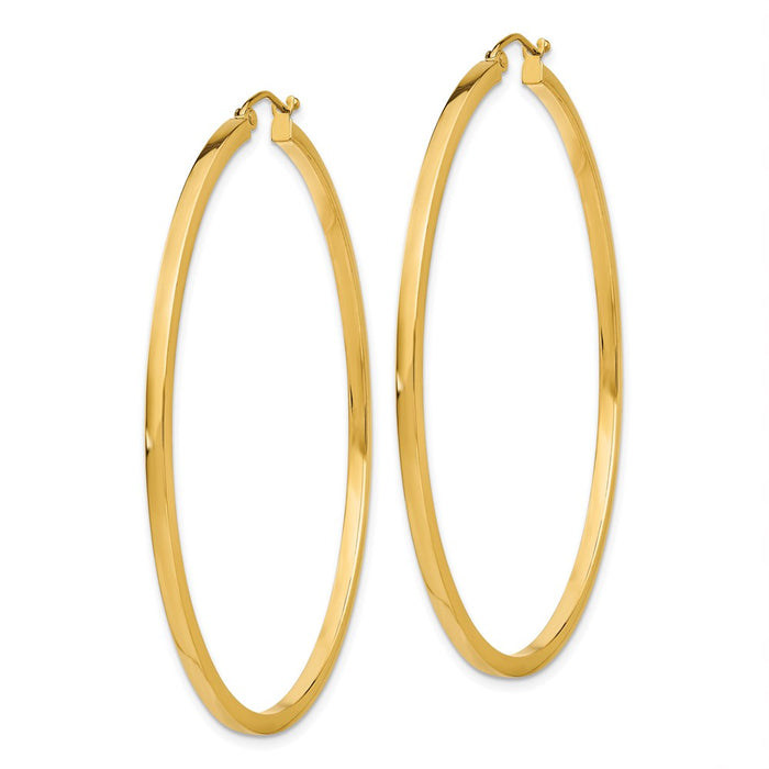 14k 2mm Square Tube Hoop Earrings