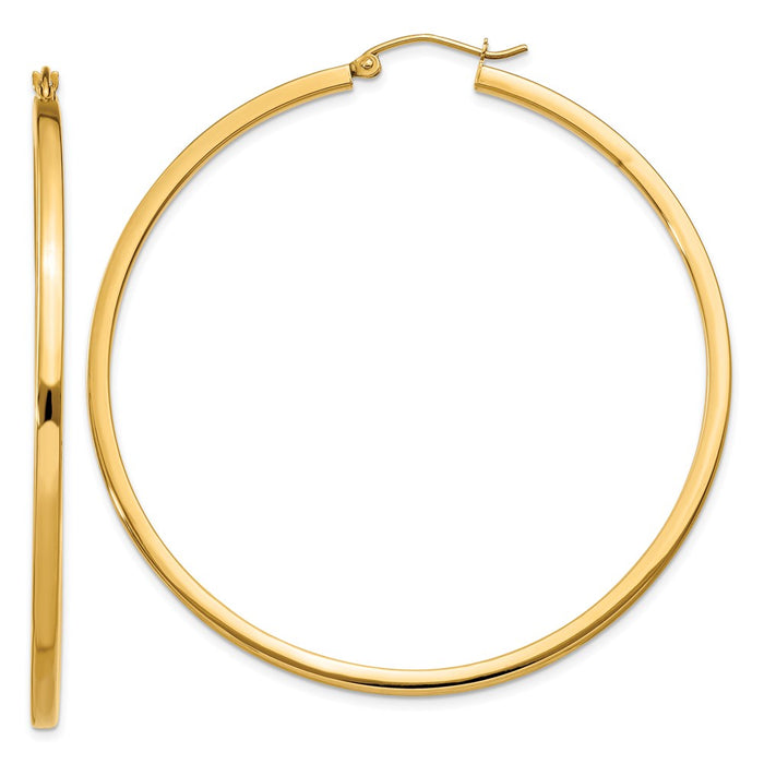 14k 2mm Square Tube Hoop Earrings