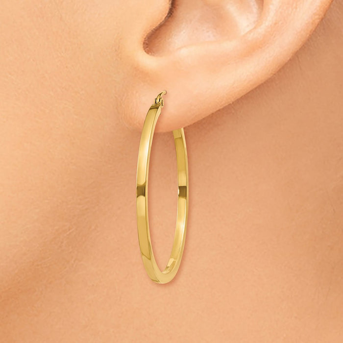 14k 2mm Square Tube Hoop Earrings