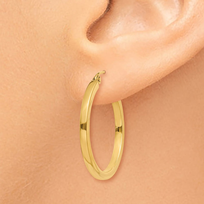 14k 2mm Square Tube Hoop Earrings