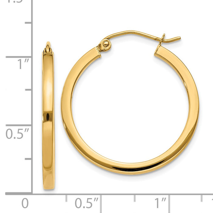 14k 2mm Square Tube Hoop Earrings