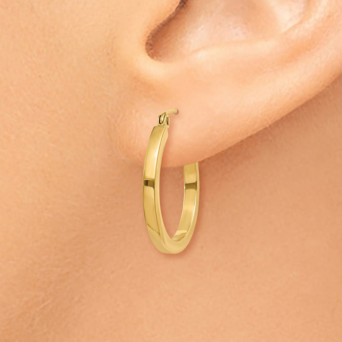 14k 2mm Square Tube Hoop Earrings