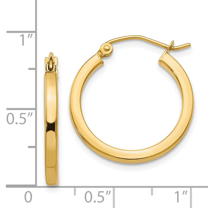 14k 2mm Square Tube Hoop Earrings