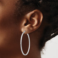 Thumbnail for 14k White Gold 2mm Square Tube Hoops