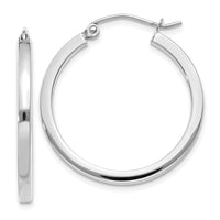 Thumbnail for 14k White Gold 2mm Square Tube Hoops