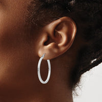 Thumbnail for 14k White Gold 2mm Square Tube Hoops