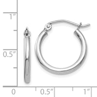 Thumbnail for 14k White Gold Polished 2x17.5mm Tube Hoop Earrings