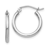 Thumbnail for 14k White Gold Polished 2x17.5mm Tube Hoop Earrings