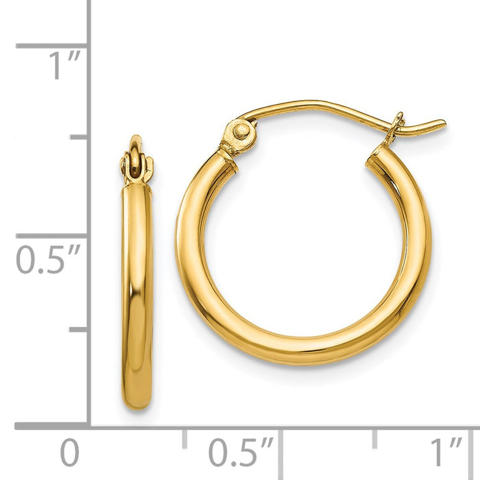 14k Polished 2x17.5mm Tube Hoop Earrings