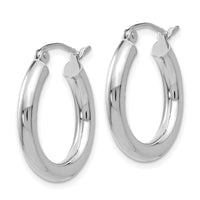 Thumbnail for 14K White Gold Polished 3mm Tube Hoop Earrings