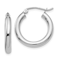 Thumbnail for 14K White Gold Polished 3mm Tube Hoop Earrings