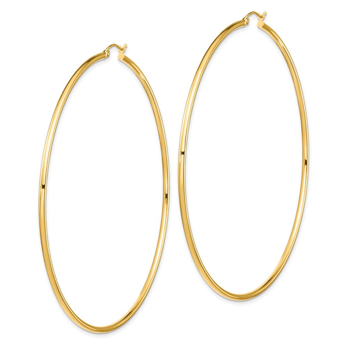 14k 2mm Polished Hoop Earrings