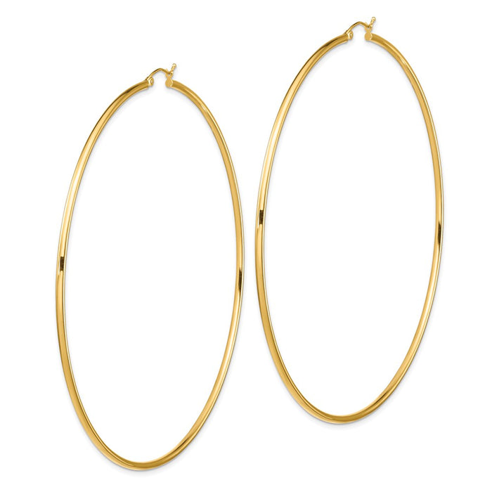 14k 2mm Polished Hoop Earrings