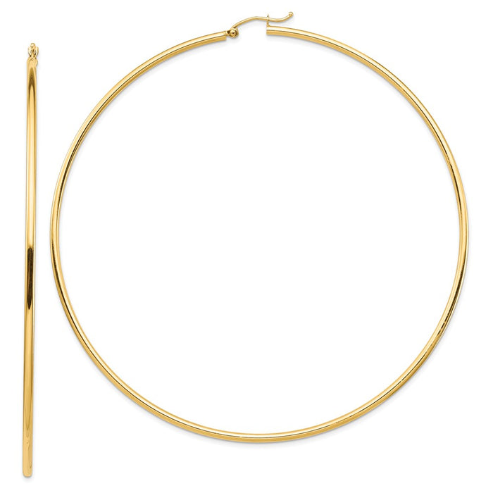 14k 2mm Polished Hoop Earrings