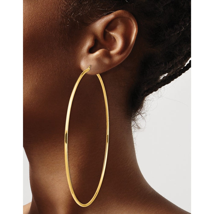 14k 2mm Polished Hoop Earrings