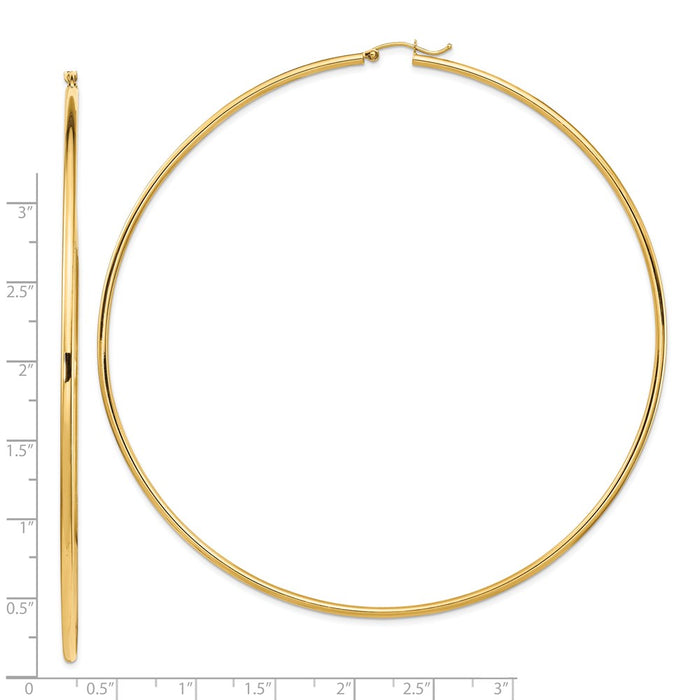 14k 2mm Polished Hoop Earrings