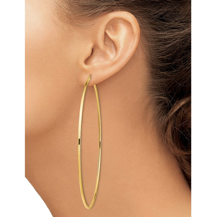 14k 2mm Polished Hoop Earrings