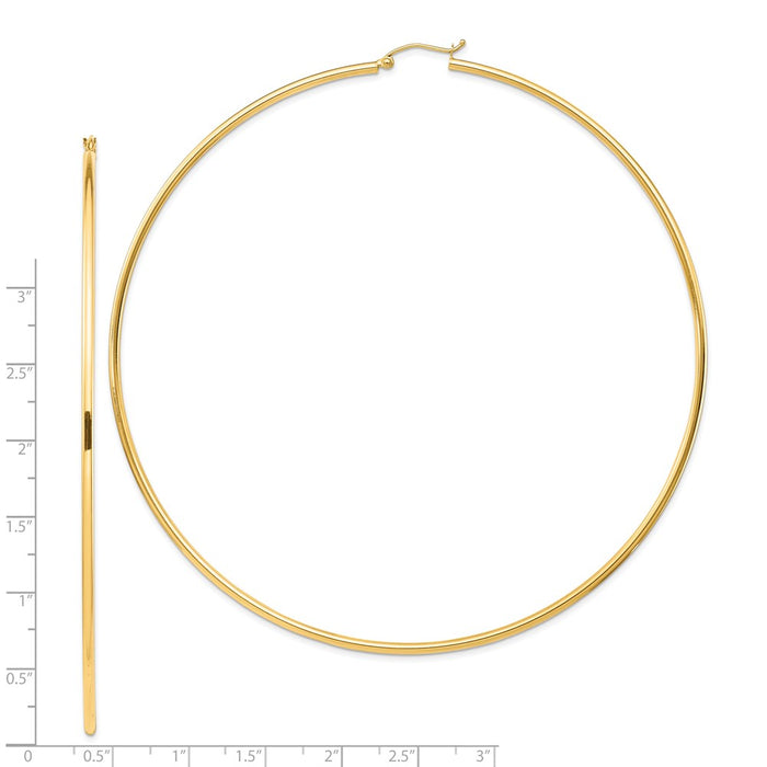 14k 2mm Polished Hoop Earrings