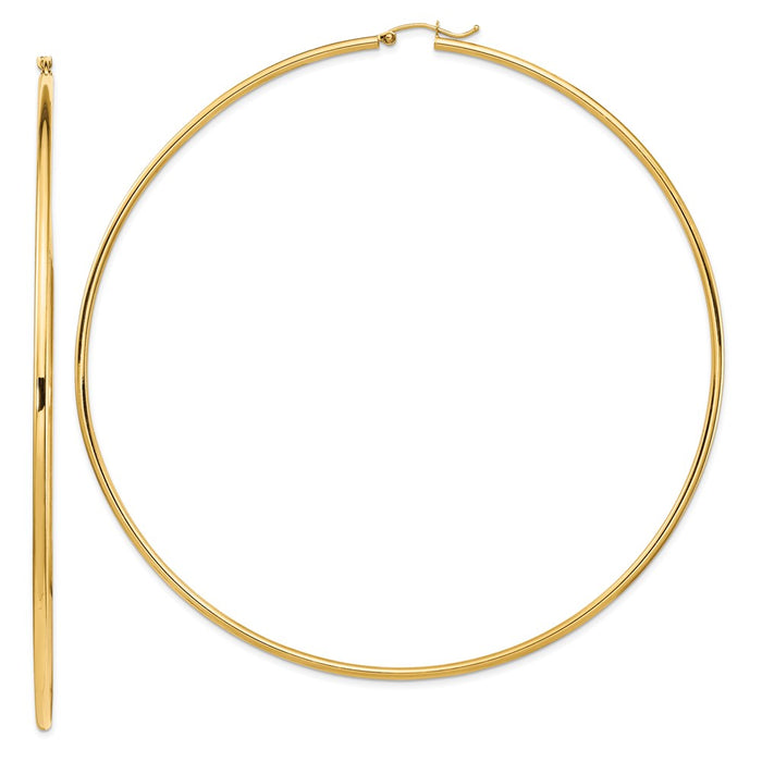 14k 2mm Polished Hoop Earrings