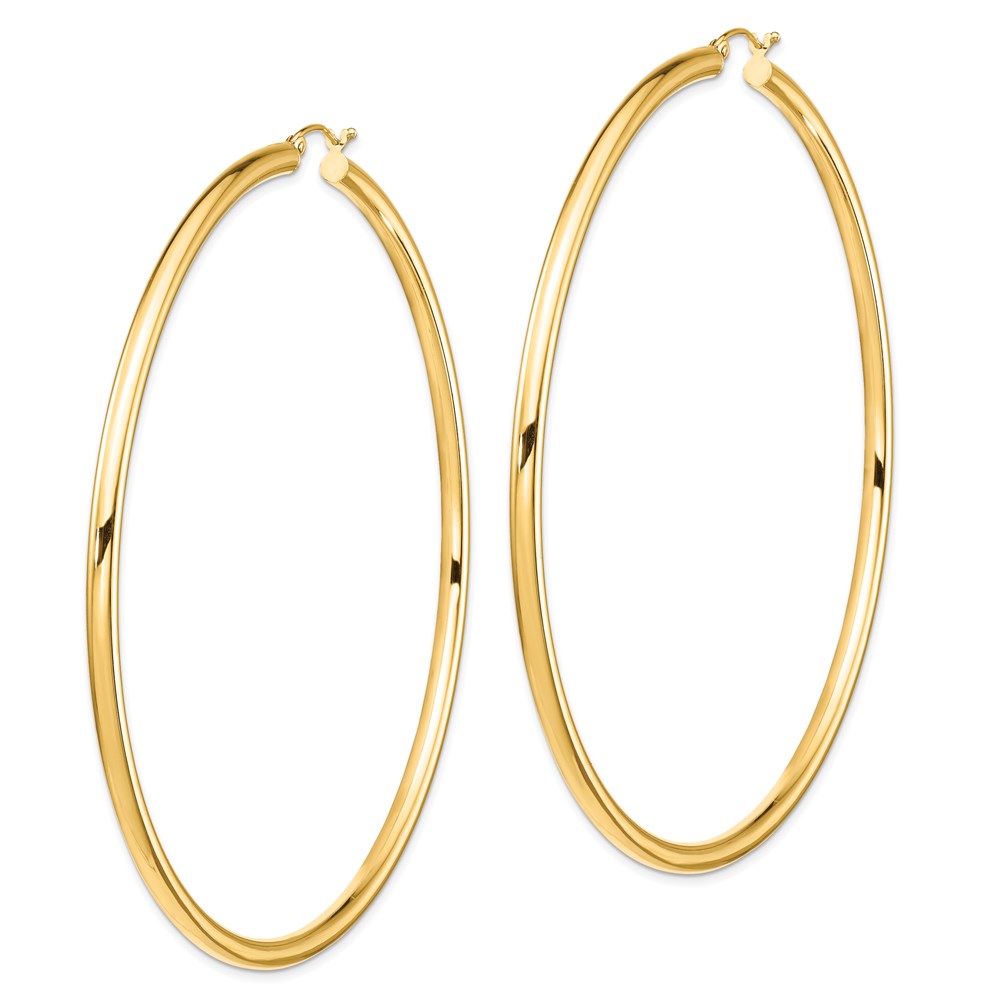 14k 3mm Polished Hoop Earrings