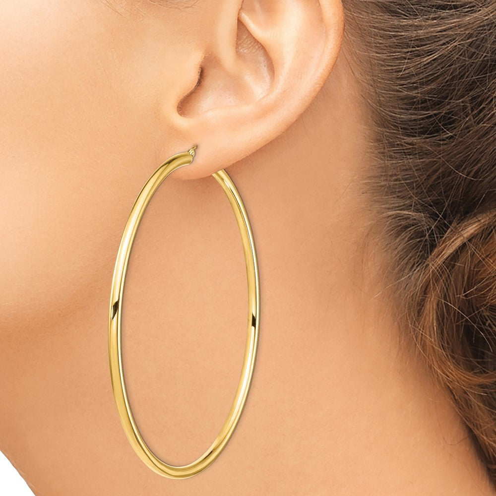 14k 3mm Polished Hoop Earrings