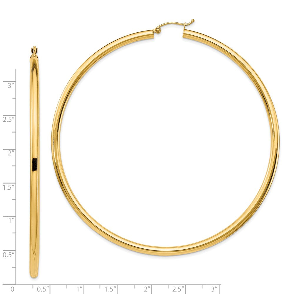14k 3mm Polished Hoop Earrings