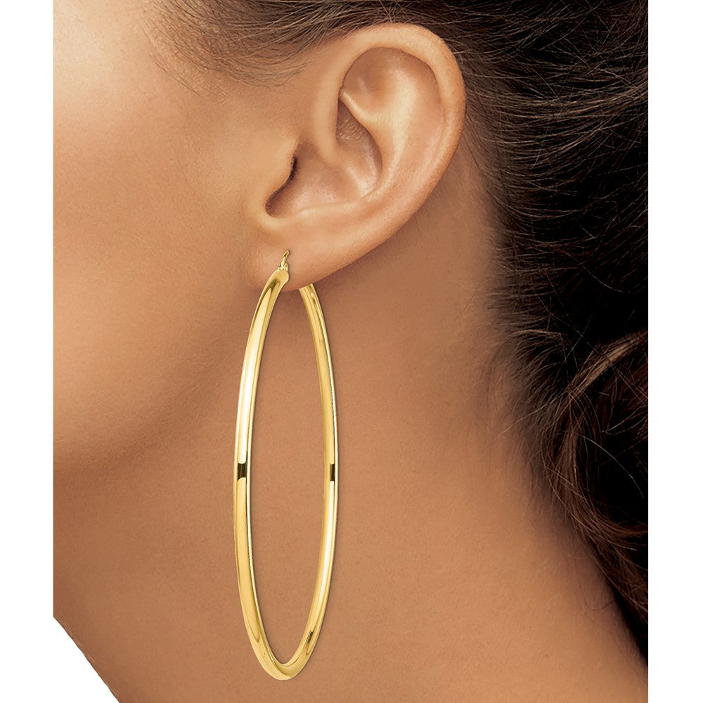 14k 3mm Polished Hoop Earrings