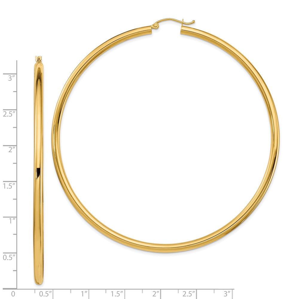 14k 3mm Polished Hoop Earrings