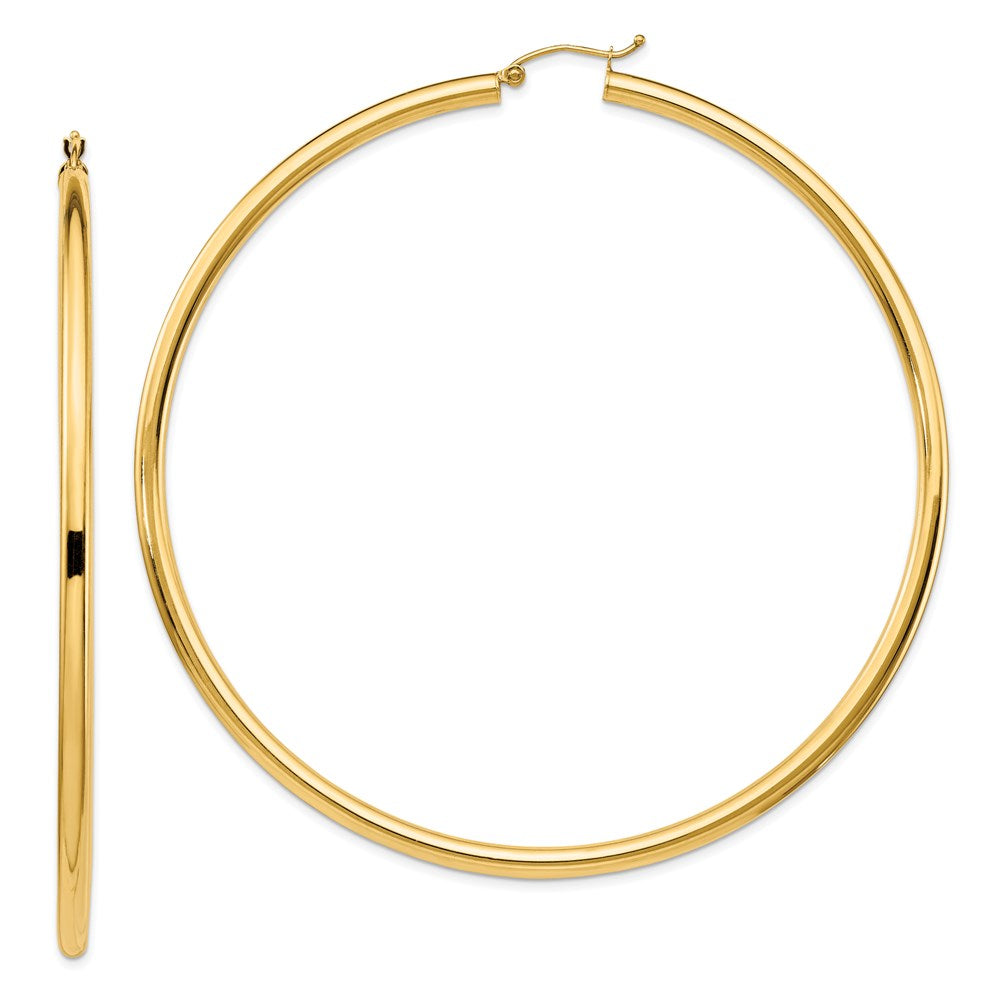 14k 3mm Polished Hoop Earrings