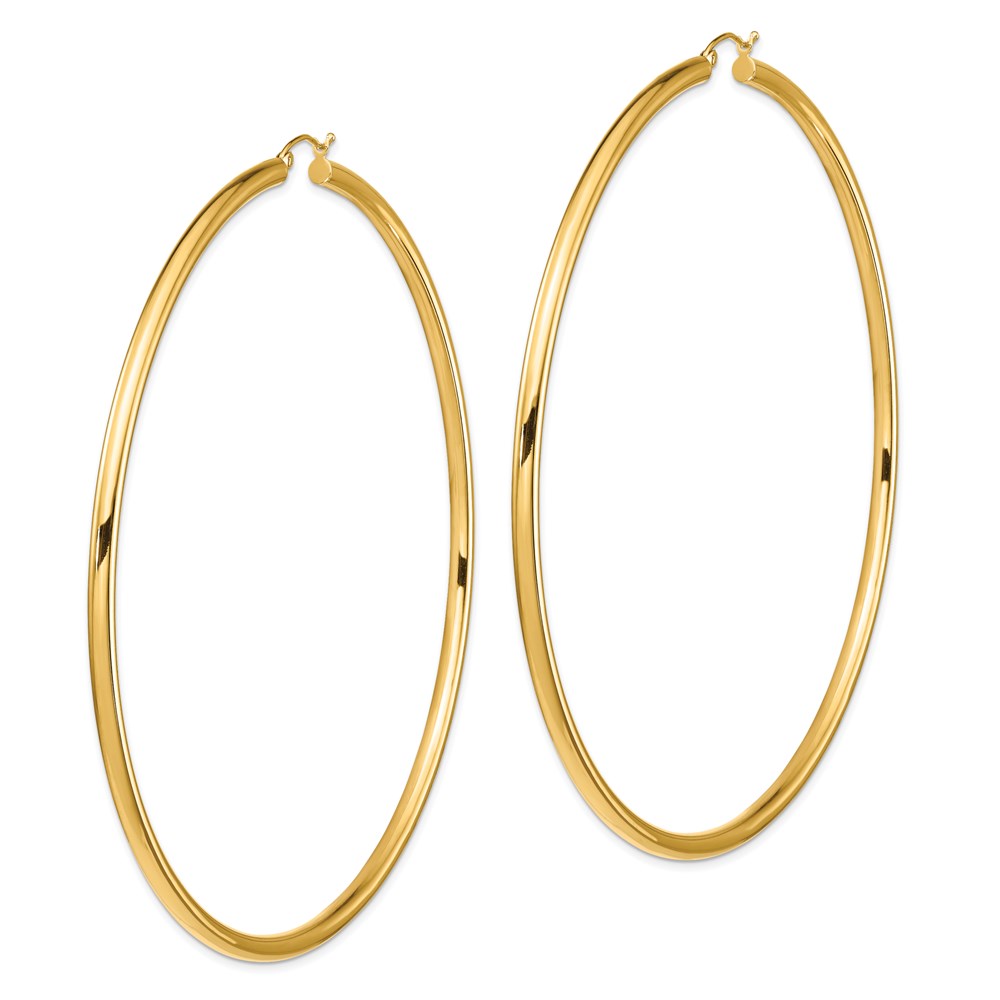 14k 3mm Polished Hoop Earrings