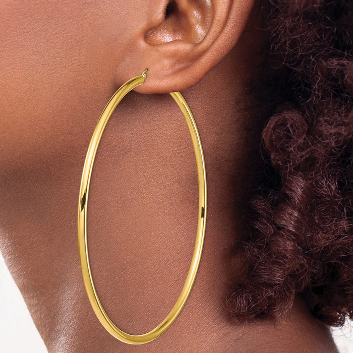 14k 3mm Polished Hoop Earrings