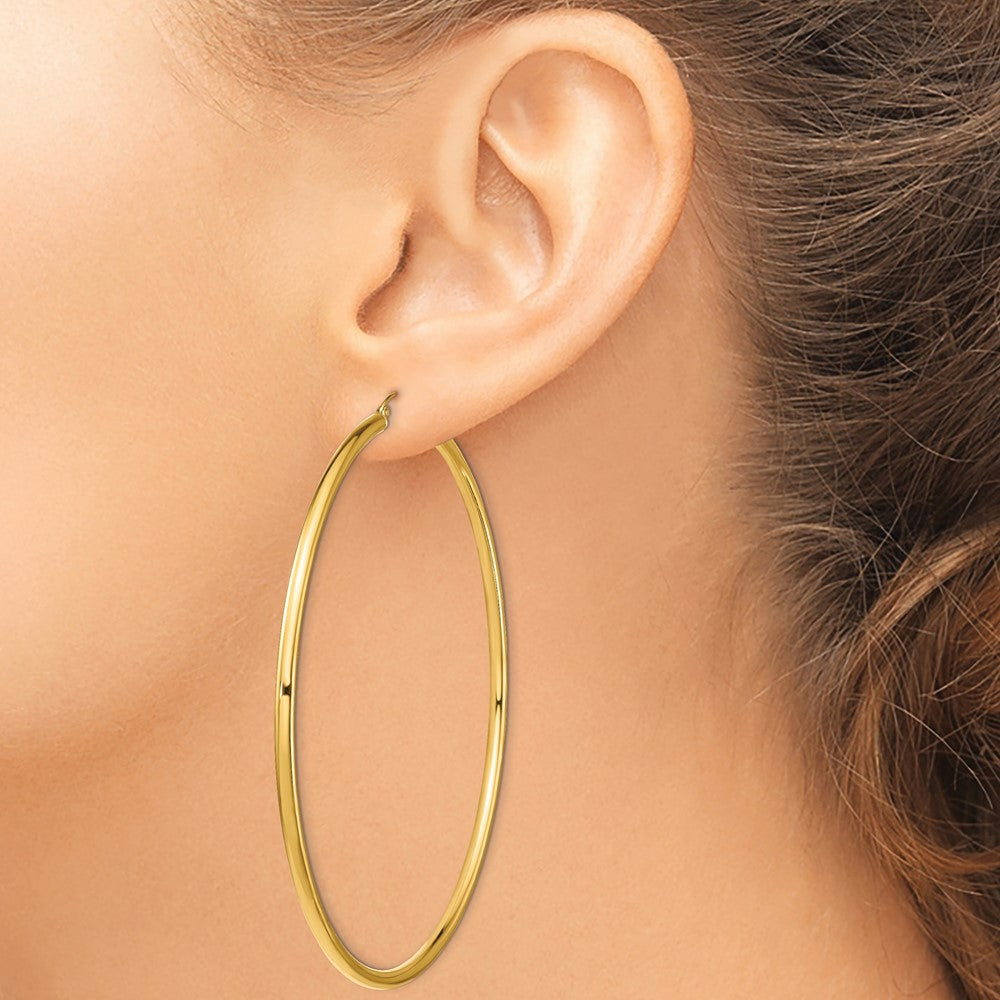 14k 3mm Polished Hoop Earrings