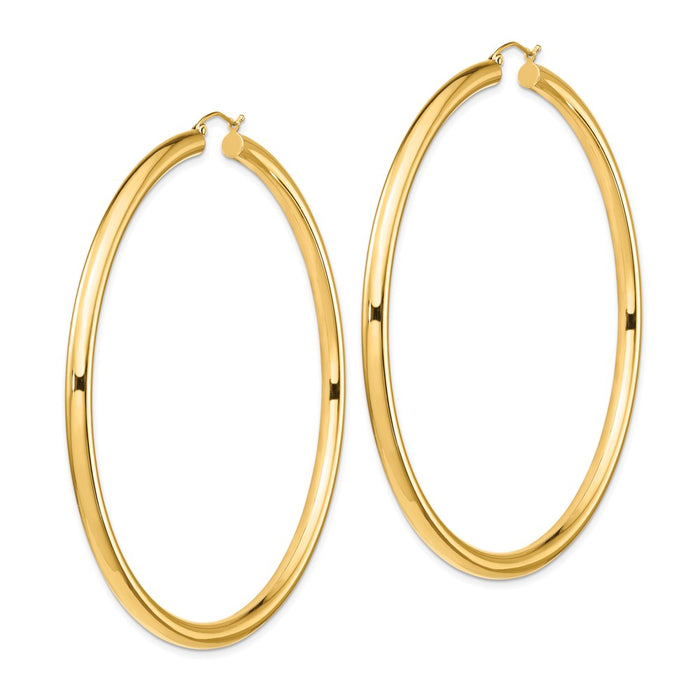 14k 4mm Polished Hoop Earrings