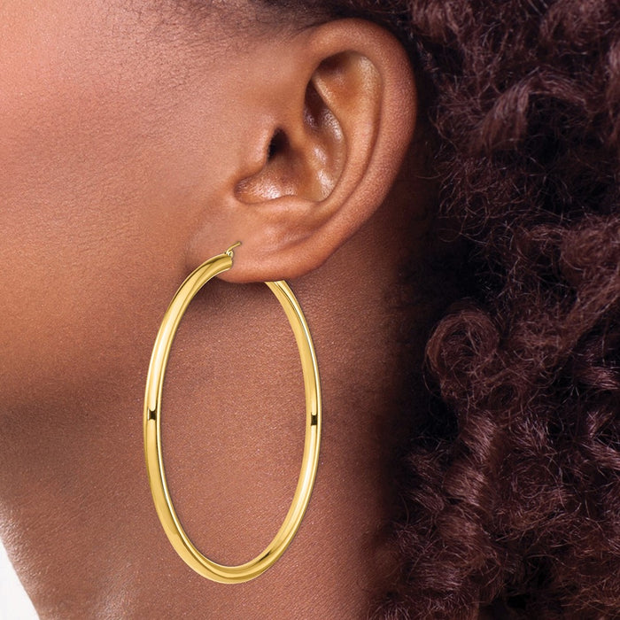 14k 4mm Polished Hoop Earrings