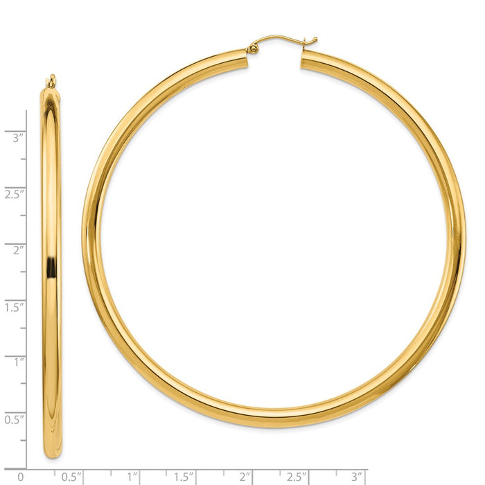 14k 4mm Polished Hoop Earrings