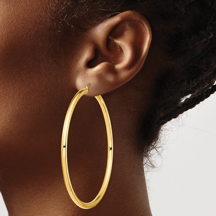 14k 4mm Polished Hoop Earrings