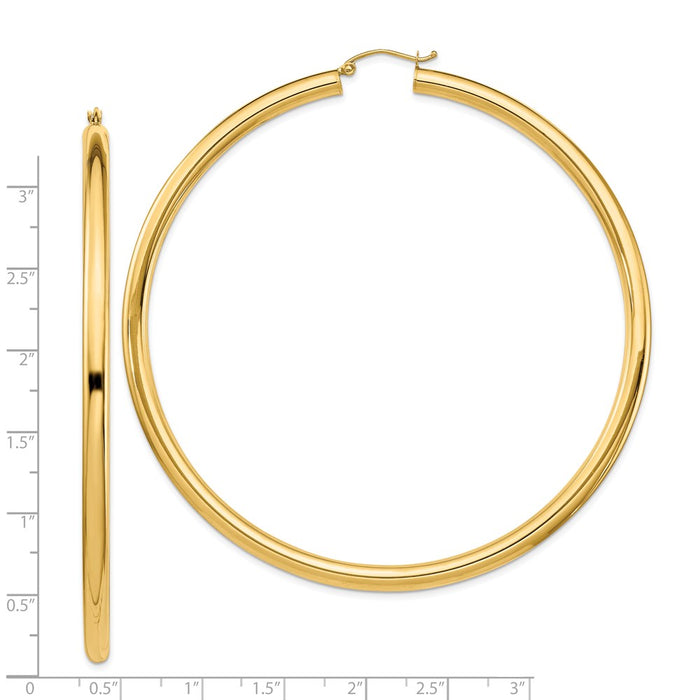 14k 4mm Polished Hoop Earrings