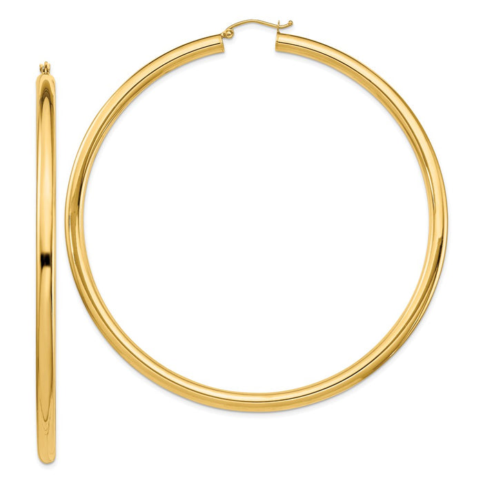 14k 4mm Polished Hoop Earrings