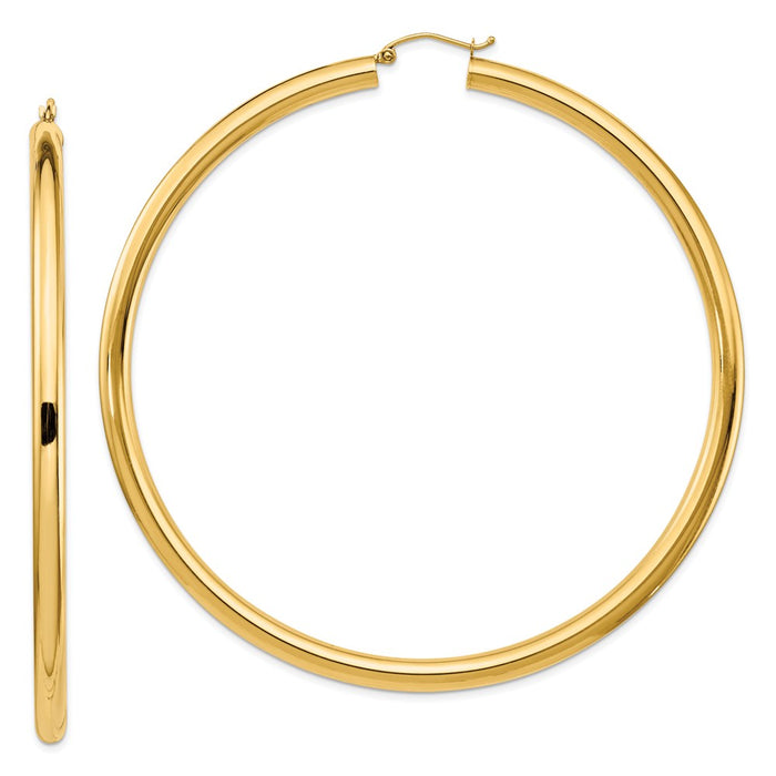 14k 4mm Polished Hoop Earrings