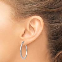 Thumbnail for 14k White Gold Polished 2x30mm Tube Hoop Earrings