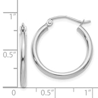 Thumbnail for 14k White Gold Polished 2x20mm Tube Hoop Earrings