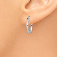 Thumbnail for 14k White Gold Polished 2x15mm Tube Hoop Earrings