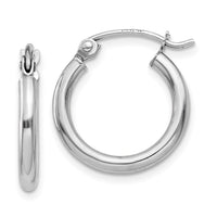 Thumbnail for 14k White Gold Polished 2x15mm Tube Hoop Earrings