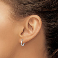 Thumbnail for 14k White Gold Polished 2x12mm Tube Hoop Earrings