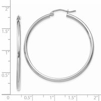 Thumbnail for 14k White Gold Polished 2x40mm Tube Hoop Earrings