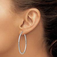 Thumbnail for 14k White Gold Polished 2x45mm Tube Hoop Earrings