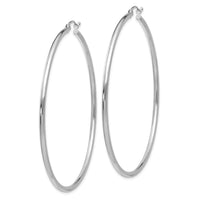 Thumbnail for 14k White Gold Polished 2x60mm Tube Hoop Earrings