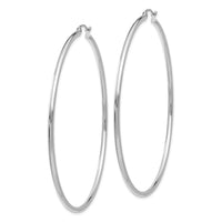 Thumbnail for 14k White Gold Polished 2x65mm Tube Hoop Earrings