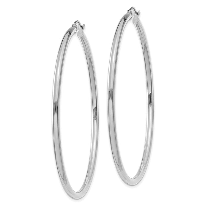 14K White Gold Polished 2.5mm Tube Hoop Earrings