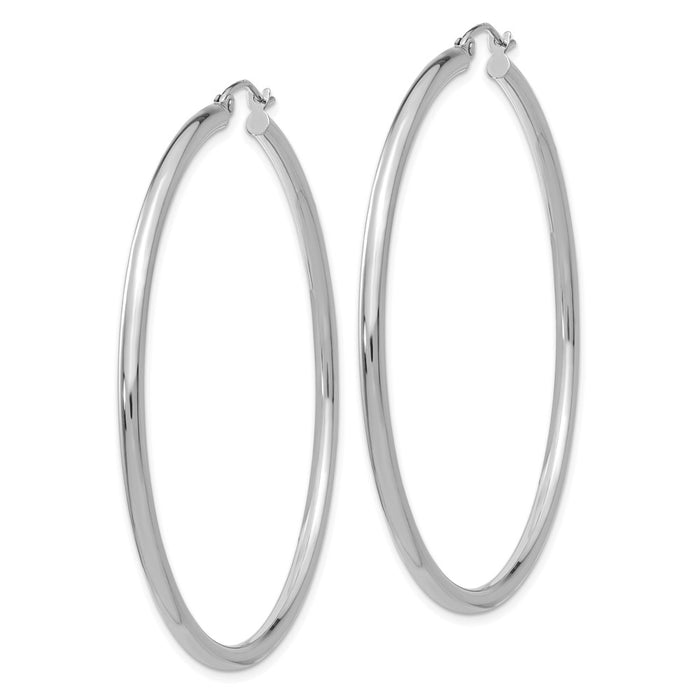 14K White Gold Polished 2.5mm Tube Hoop Earrings